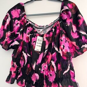 NWT Floral Pink and Black Women's Top